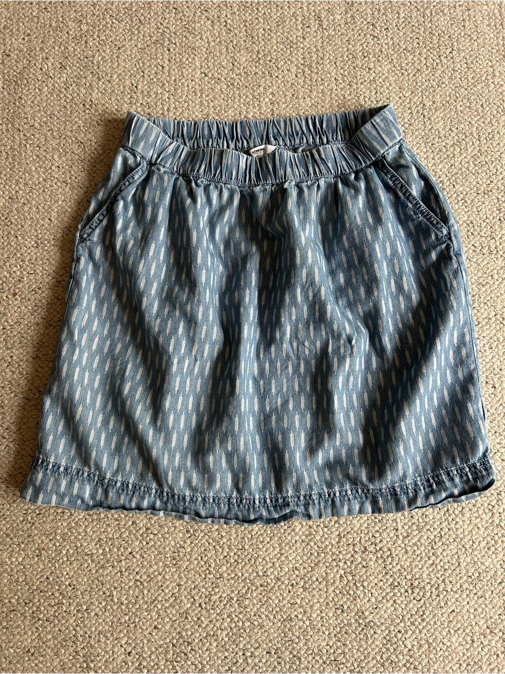 Sonoma Light Blue Patterned Elastic Waist Mini Skirt